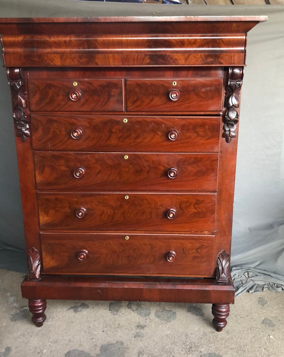 FLAME MAHOGANY 6 DRAWER OGEE CHEST