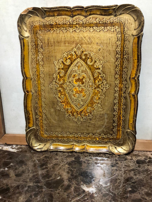 LARGE GOLD FLORENTINE TRAY