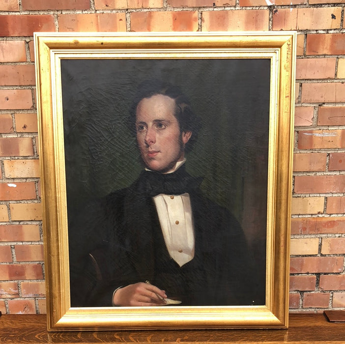 FRAMED EARLY PORTRAIT OIL PAINTING OF GENTLEMAN