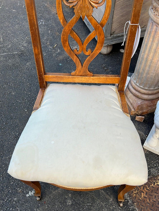 EDWARDIAN BIRCH HALL CHAIR WITH UPHOLSTERED SEAT