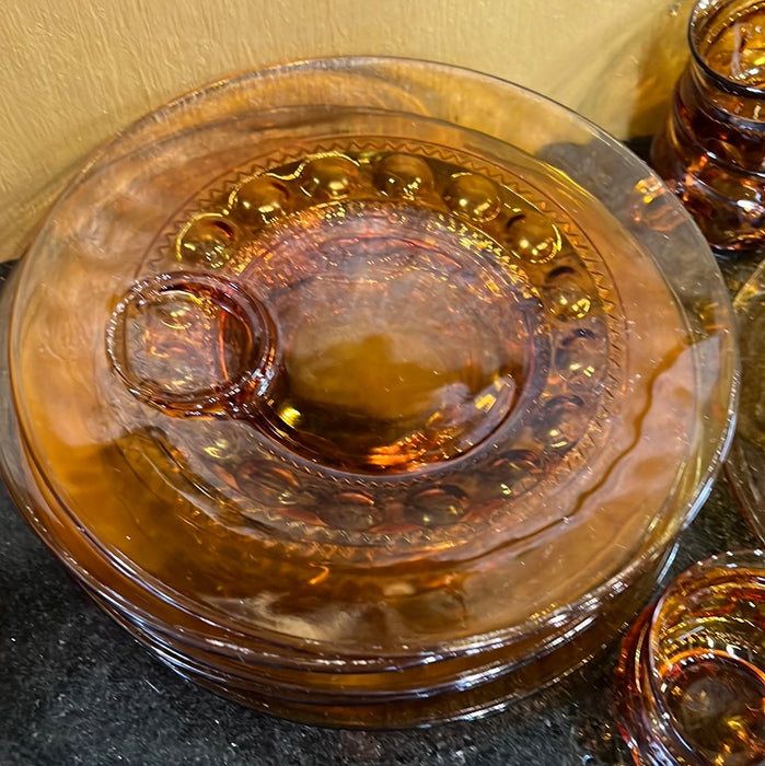 12 PIECE AMBER GLASS SNACK SET