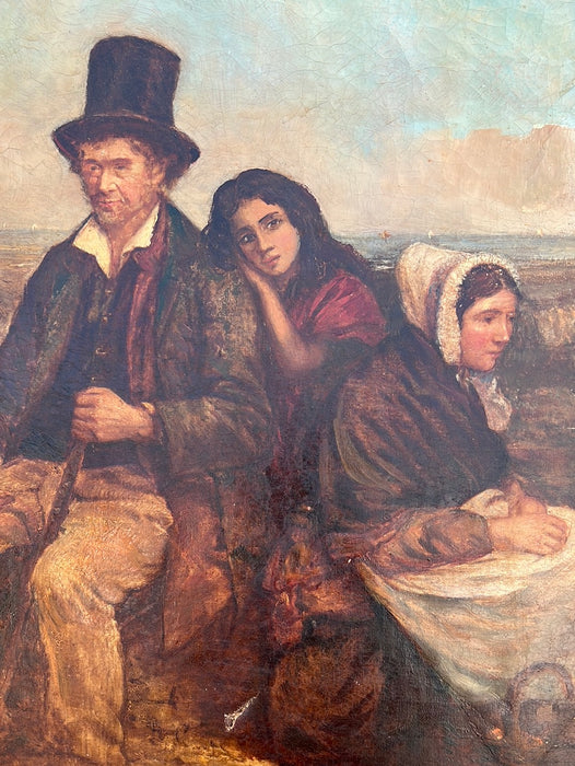 19TH CENTURY TRAVELING FAMILY PAINTING