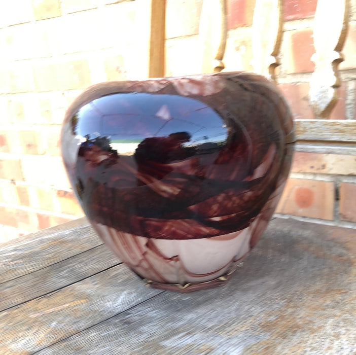 COLORED GLASS VASE MADE INTO A LAMP BASE