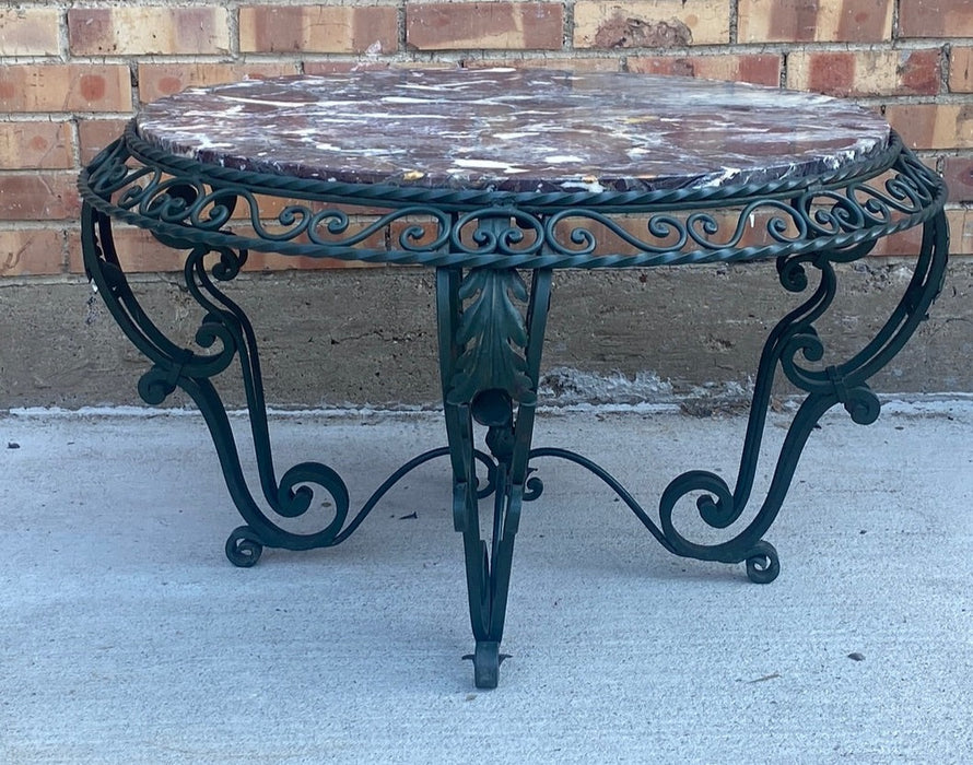 ROUND IRON MARBLE TOP TABLE