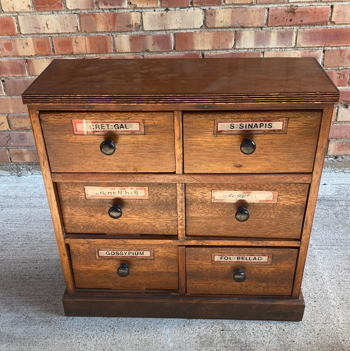 SMALL SIX DRAWER APOTHECARY CABINET