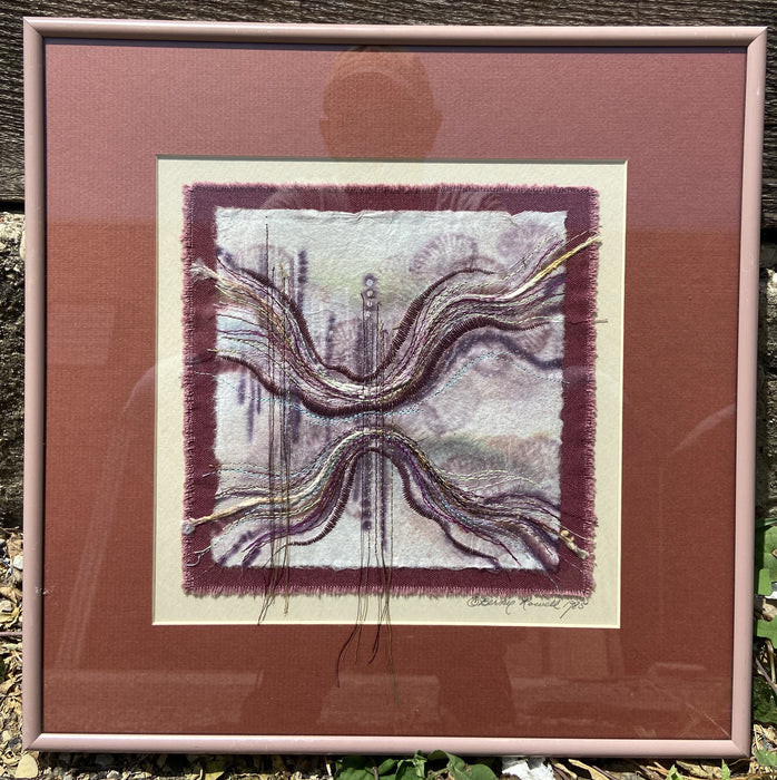 RUST MATTE TEXTILE FRAMED ART SIGNED BERNIE ROWELL 1985