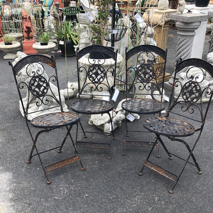 SET OF 4 IRON FOLDING CHAIRS