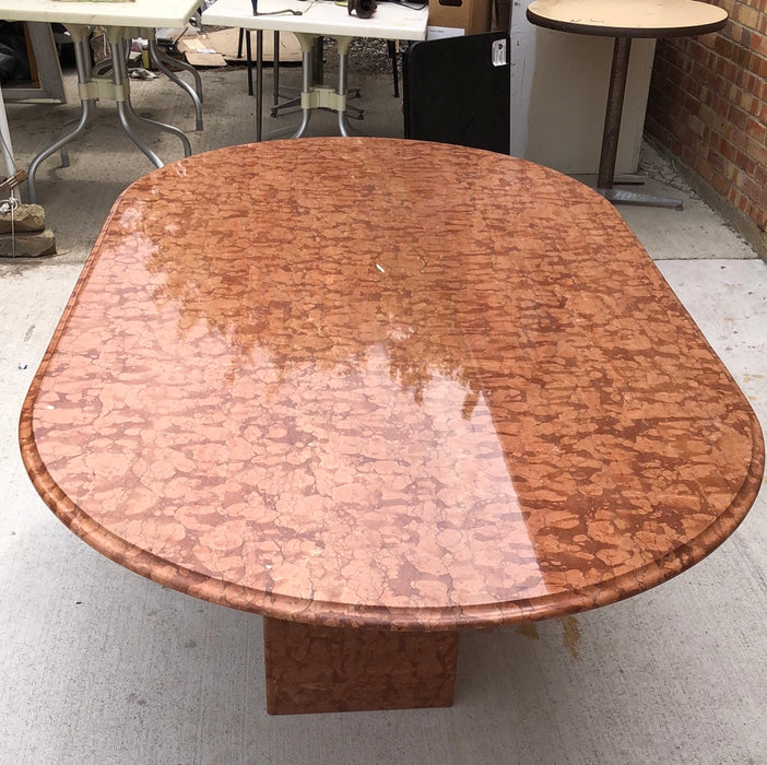 BROWN MARBLE PEDESTAL TABLE