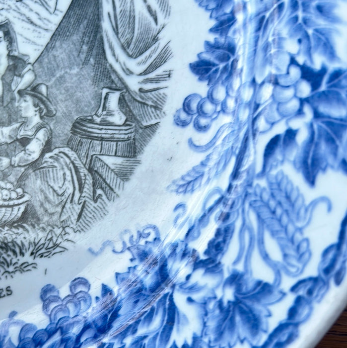 BLUE AND BLACK TRANSFERWARE IRONSTONE PLATE - EACH