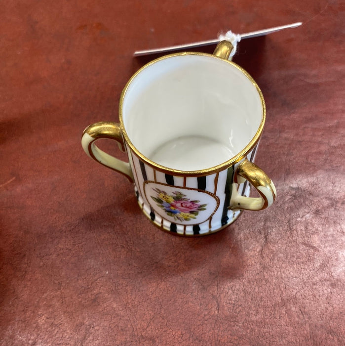 TRI HANDLED BLACK AND WHITE TOOTHPICK HOLDER