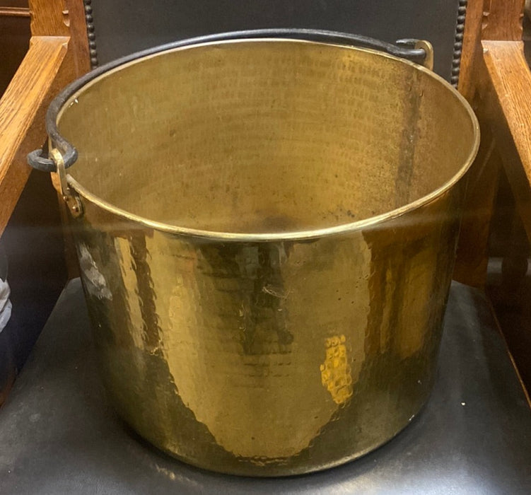 LARGE BRIGHT BRASS AND IRON POT