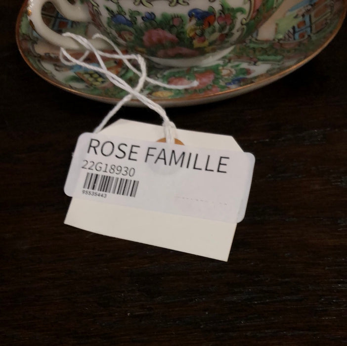 * SET OF FOUR ROSE FAMILLE BULLION CUPS WITH LIDS ADDED TO SOLD LOT