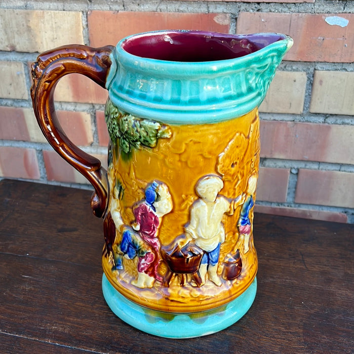 MULTI COLOR MAJOLICA PITCHER