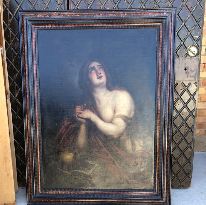 LARGE 18TH CENTURY MARY MAGDALENE OIL PAINTING ON CANVAS IN 20TH C, FRAME