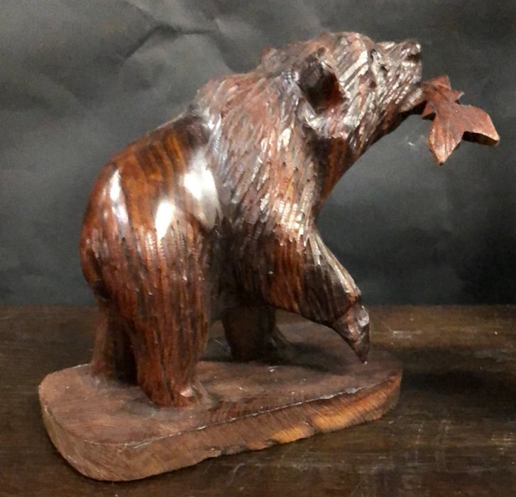 CARVED BLACK FOREST BEAR WITH FISH