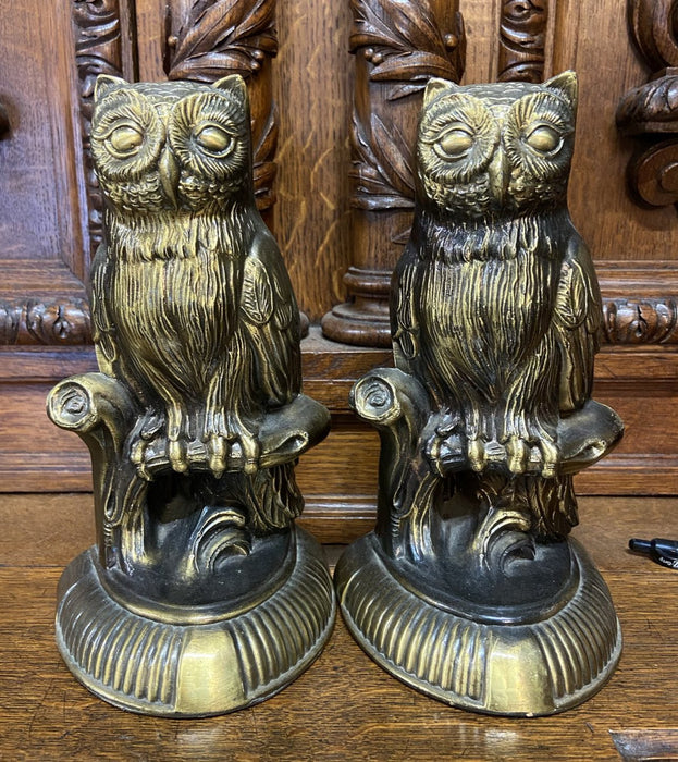 BRASS PLATED OWL BOOK ENDS