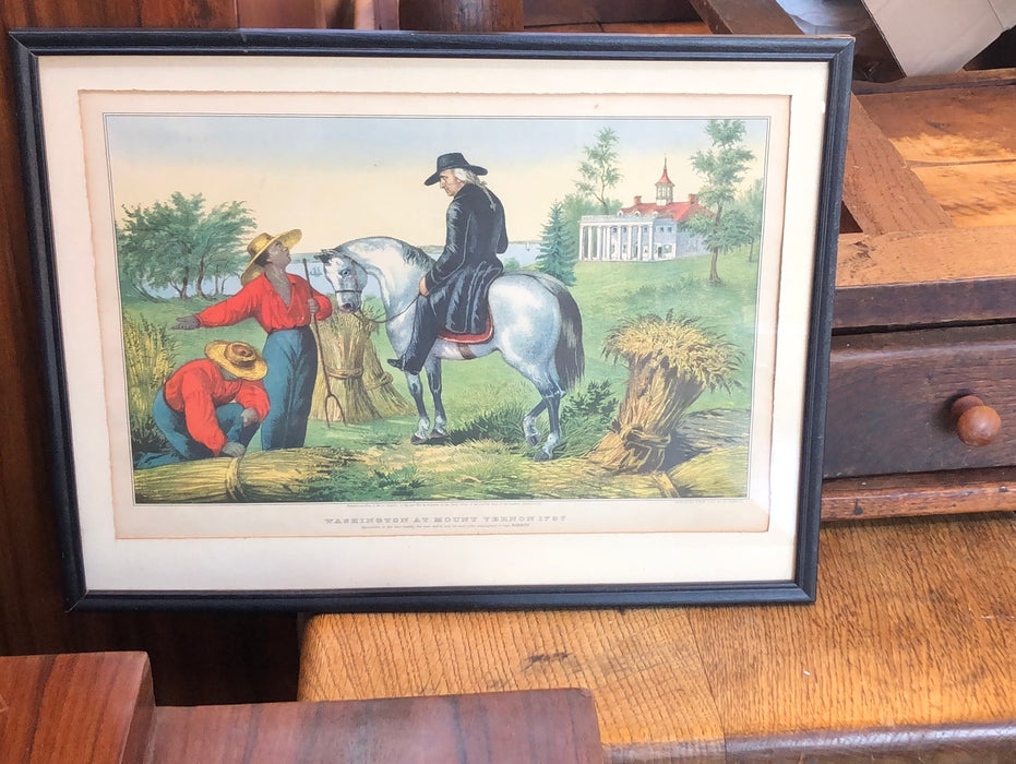 LITHOGRAPH OF GEORGE WASHINGTON AT MT. VERNON