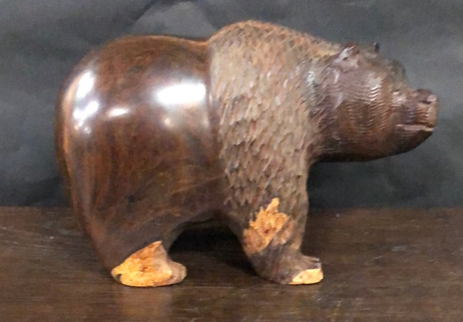 CARVED ROSEWOOD BEAR FIGURE