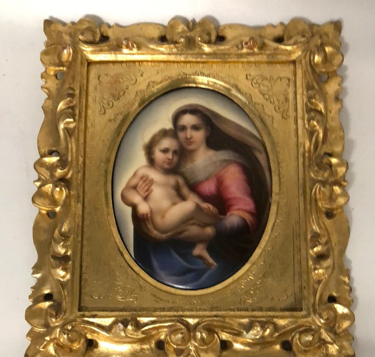 PORCELAIN MADONNA AND CHILD PLAQUE