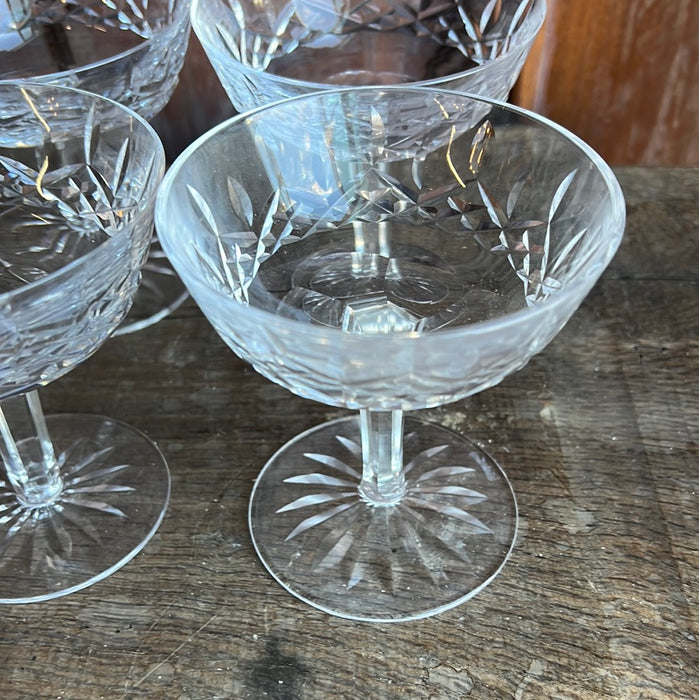 SET OF 4 CUT CRYSTAL CHAMPAGNE GLASSES