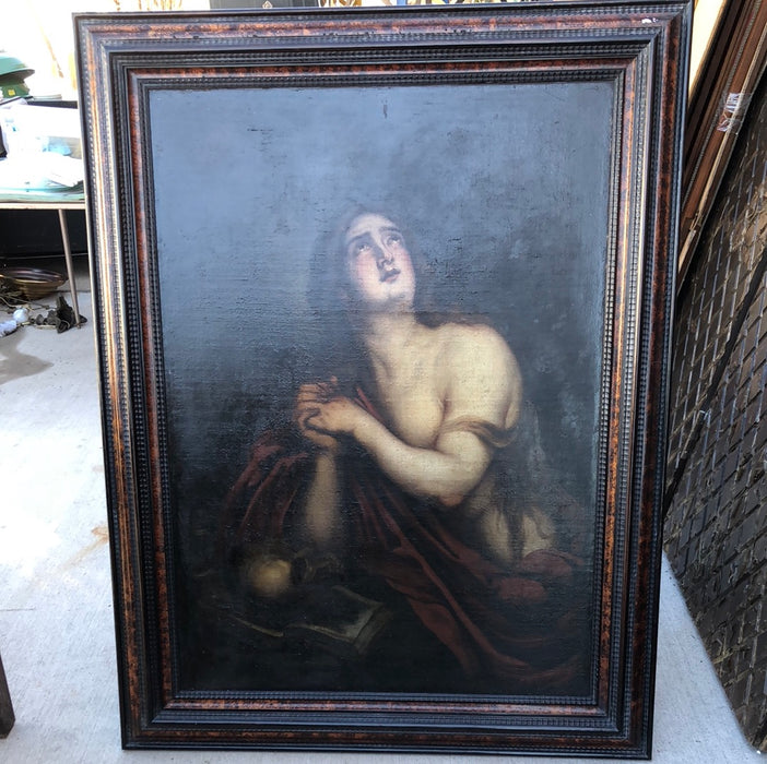 LARGE 18TH CENTURY MARY MAGDALENE OIL PAINTING ON CANVAS IN 20TH C, FRAME