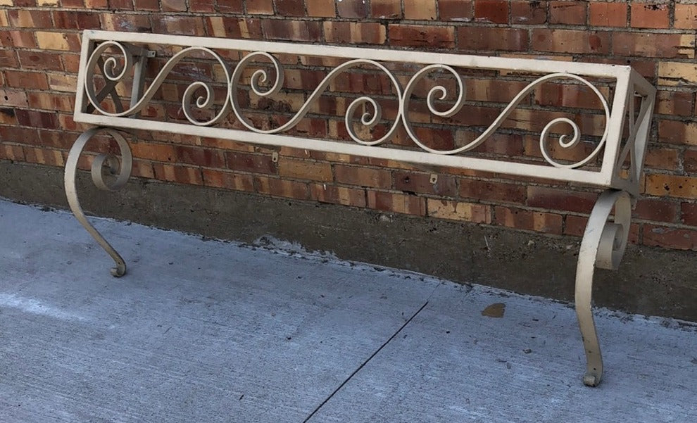 IVORY PAINTED WROUGHT IRON HANGING UNDER WINDOW FLOWER BOX