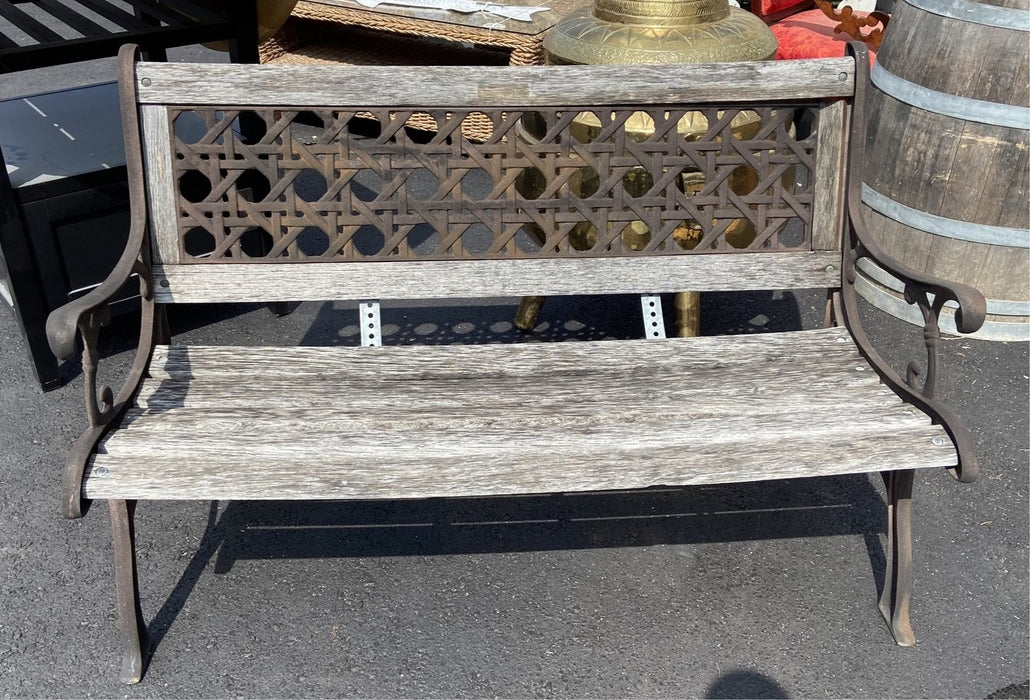 CAST IRON AND WOOD PARK BENCH - AS FOUND