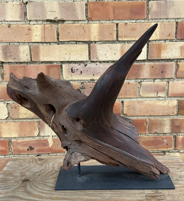 DRIFTWOOD AND IRON FLYING BIRD SCULPTURE BY BONIFACE CHIKWENHERE MARCH 2010