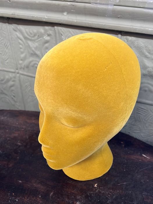 YELLOW FELT COVERED MANNEQUIN HEAD