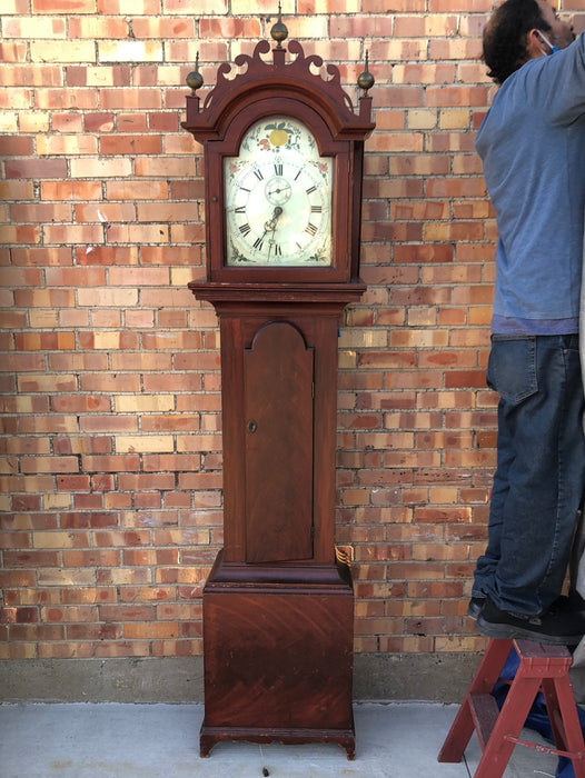 EARLY GRANDFATHER CLOCK WITH FAUX GRAIN