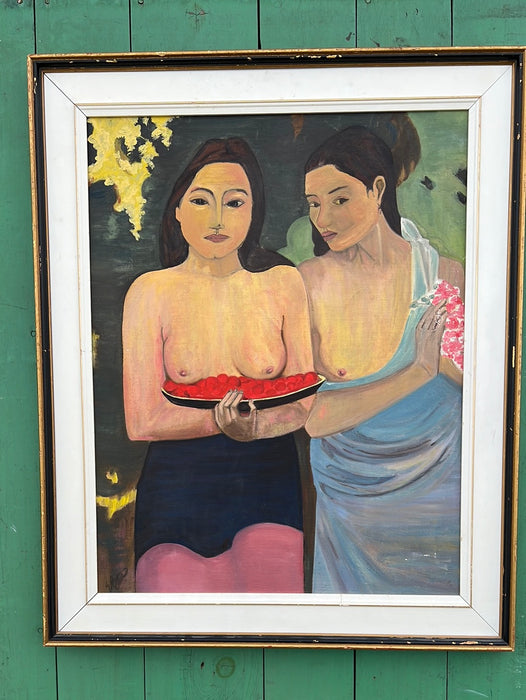 LARGE OIL PAINTING OF ISLAND GIRLS (AFTER GAUGIN)