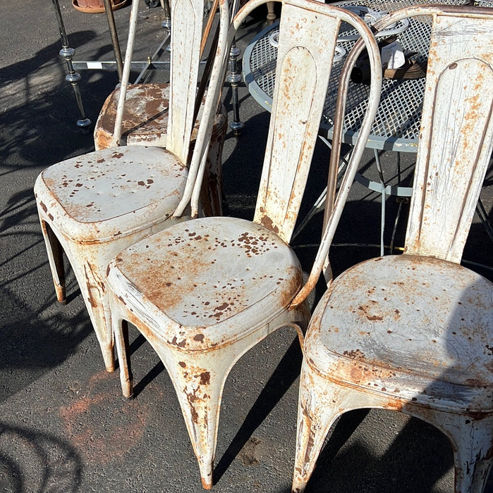 SET OF 4 IRON INDUSTRIAL WHITE CHAIRS