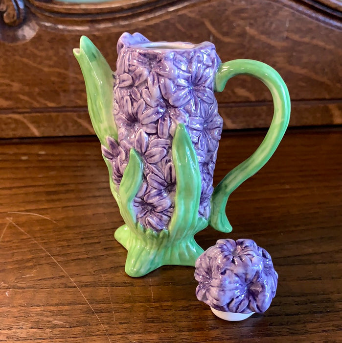 SMALL LITTLE PITCHER WITH PURPLE FLOWERS