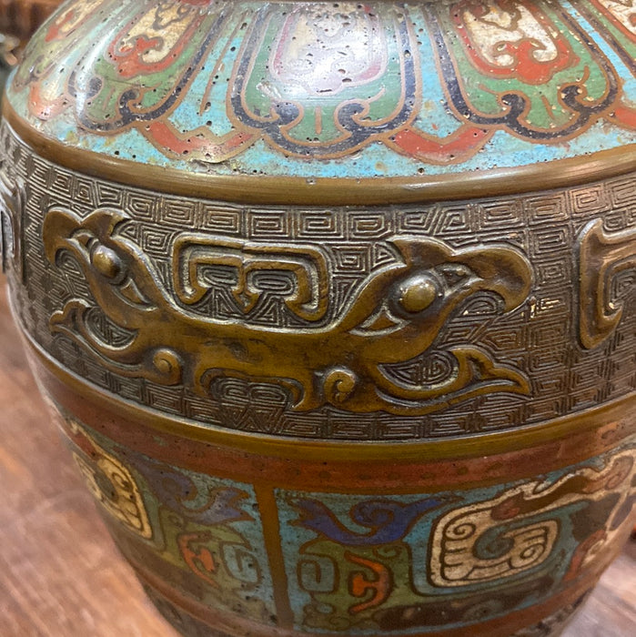 CHAMPLEVE CLOISONNE JAPANESE BRONZE VASE