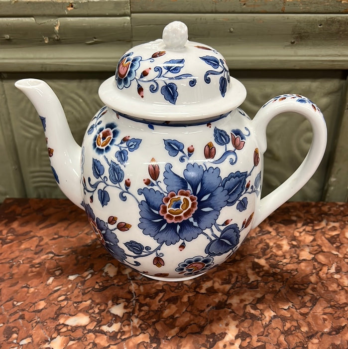 ESTEE LAUDER 1979 BLUE AND RED FLORAL TEA POT