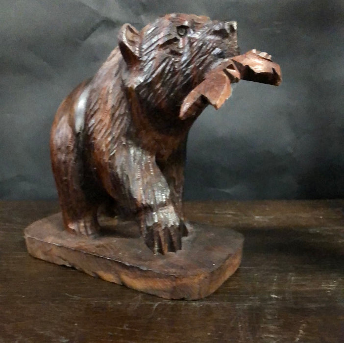 CARVED BLACK FOREST BEAR WITH FISH