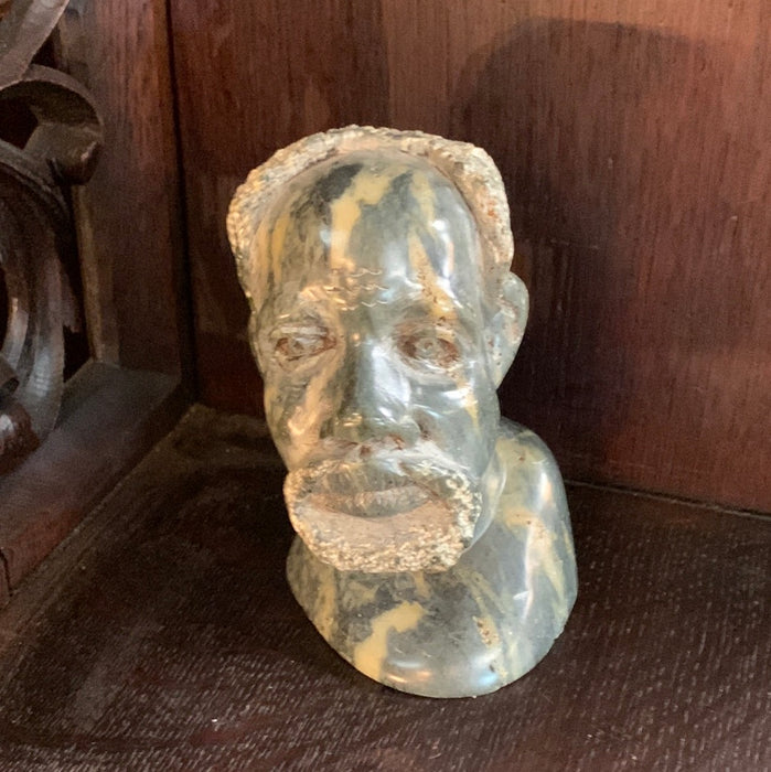 SMALL MARBLE BUST OF AFRICAN MAN