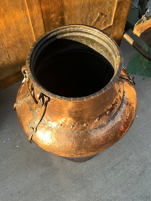 LARGE COPPER HANDMADE URN WITH HANDLES