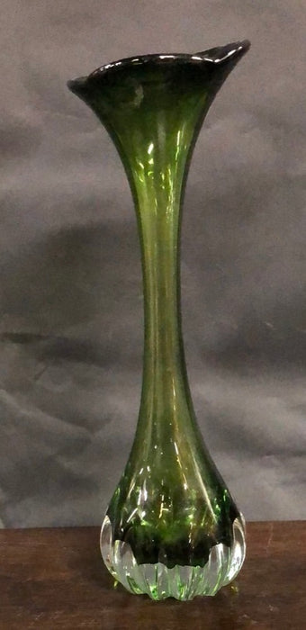 TALL GREEN ART GLASS VASE