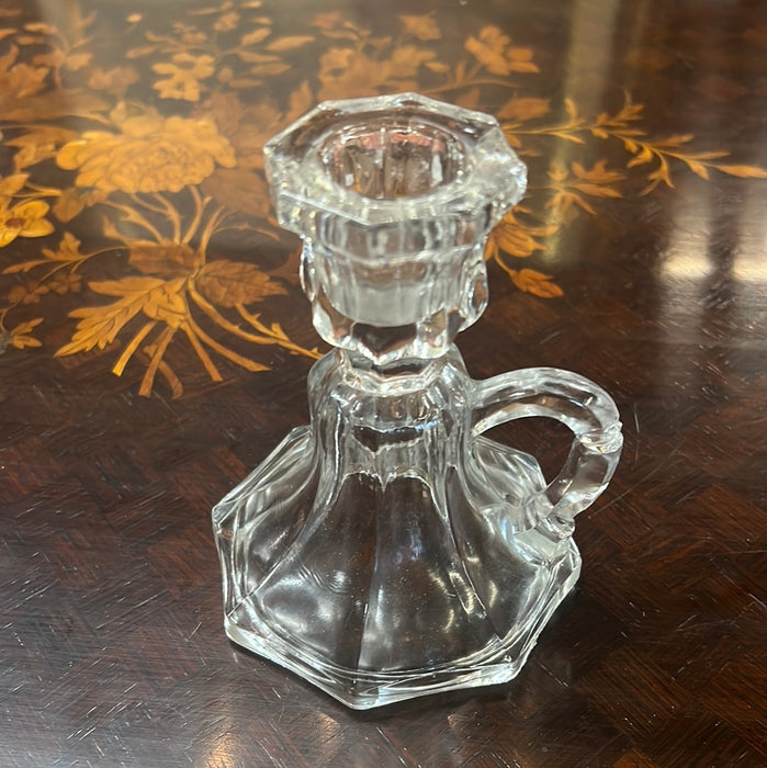 SMALL GLASS THUMB HANDLE CANDLE HOLDER