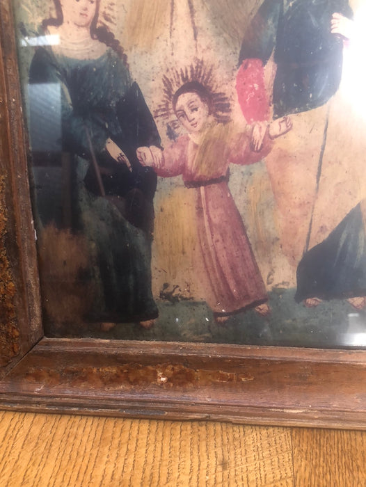 OIL PRINT ON BOARD OF HOLY FAMILY