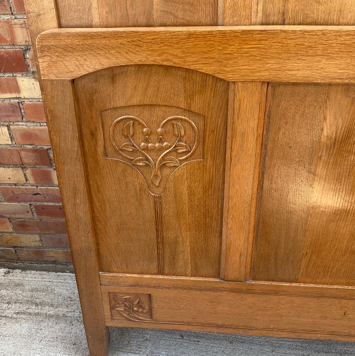 OAK BED WITH CARVED VINES