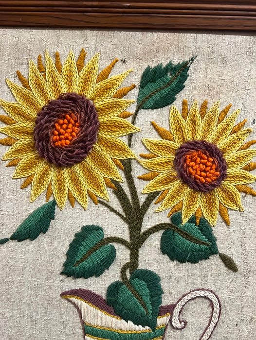 VERTICAL SUNFLOWER NEEDLEPOINT WALL HANGING