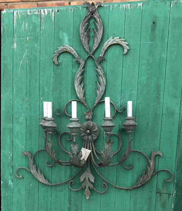 LARGE GREEN ITALIAN STYLE IRON SCONCE - NOT OLD