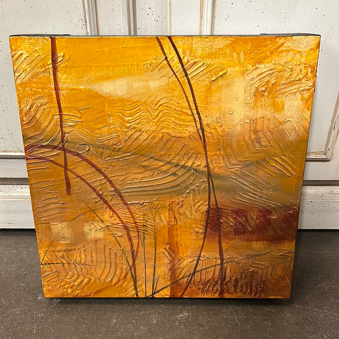 SMALL SQUARE ABSTRACT OIL PAINTING BY GEOFF HAGAR