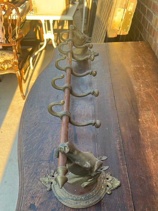 BRASS HORSES WALL COAT RACK
