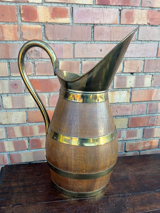 OAK AND BRASS UMBRELLA HOLDER (PITCHER)