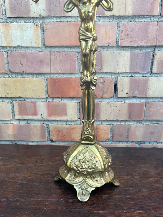 SMALL STANDING BRASS CRUCIFIX