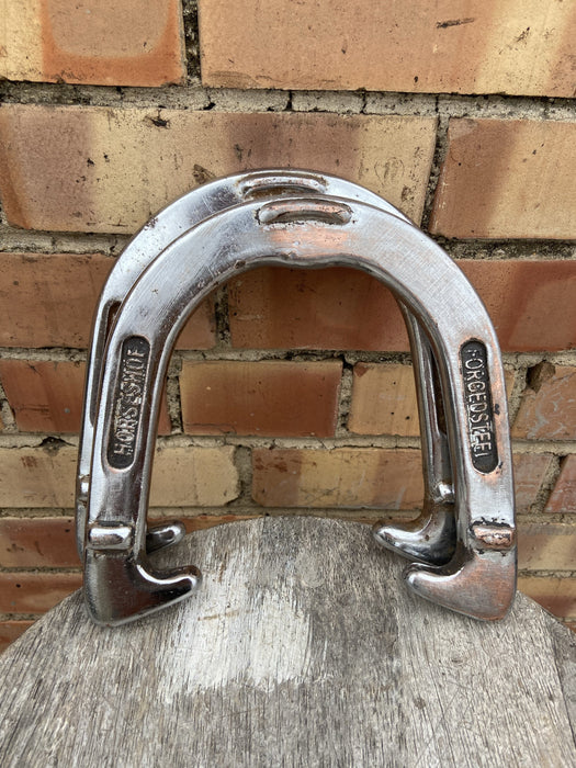 PAIR OF CHROME HORSESHOES