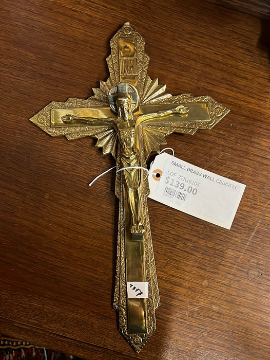 SMALL BRASS WALL CRUCIFIX